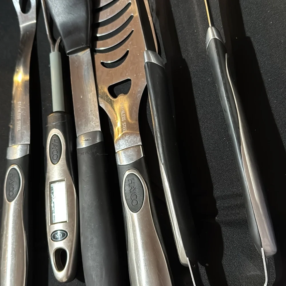 Stainless Steel‎ BBQ Tool Set - Black and Silver